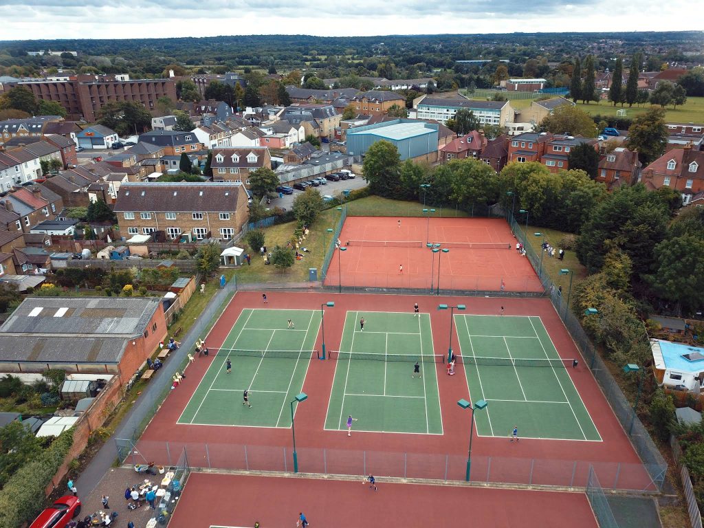 Aerial view of Bromley Wendover Lawn Tennis Club courts
